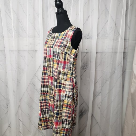 Northystyle Madras Patchwork Plaid Knee Length Sleeveless Dress Size 10 - Picture 7 of 12
